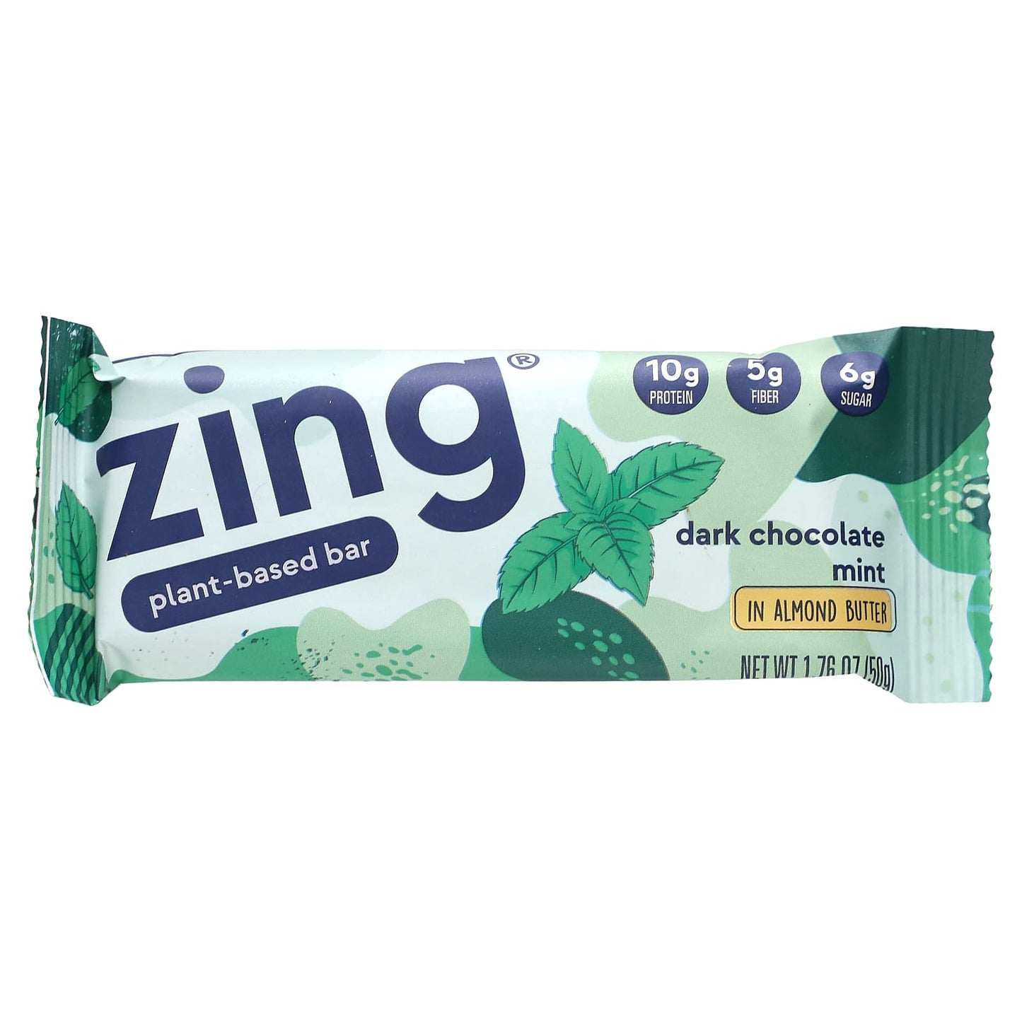 Zing Bars, Plant-Based Bar, Dark Chocolate Mint In Almond Butter, 12 Bars, 1.76 oz (50 g) Each