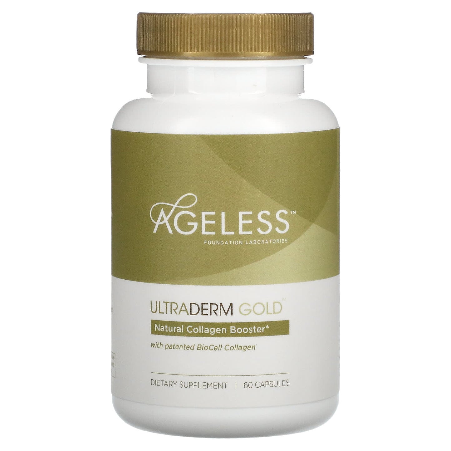 Ageless Foundation Laboratories, UltraDerm Gold, Natural Collagen Booster with Patented BioCell Collagen, 60 Capsules