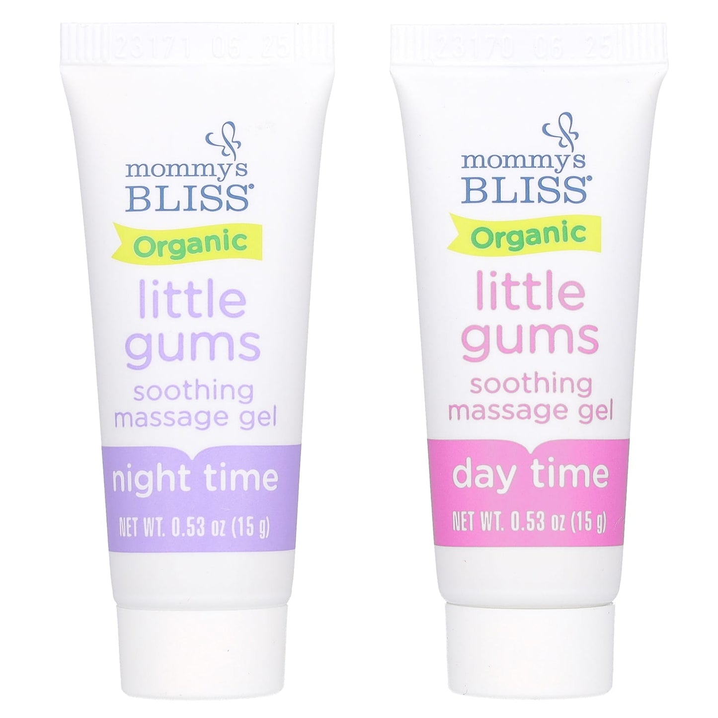 Mommy's Bliss, Organic, Little Gums Soothing Massage Gel, Day/Night Pack, Age 2 Months+, 2 Tubes , 0.53 oz (15 g) Each