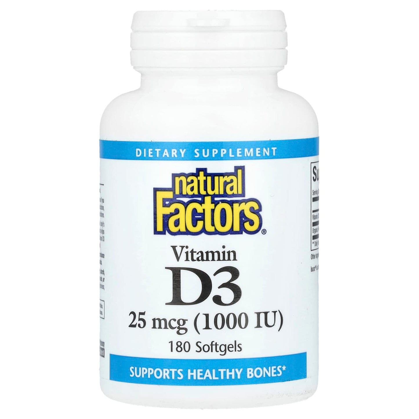 Natural Factors-Vitamin D3-25 mcg (1,000 IU)-180 Softgels