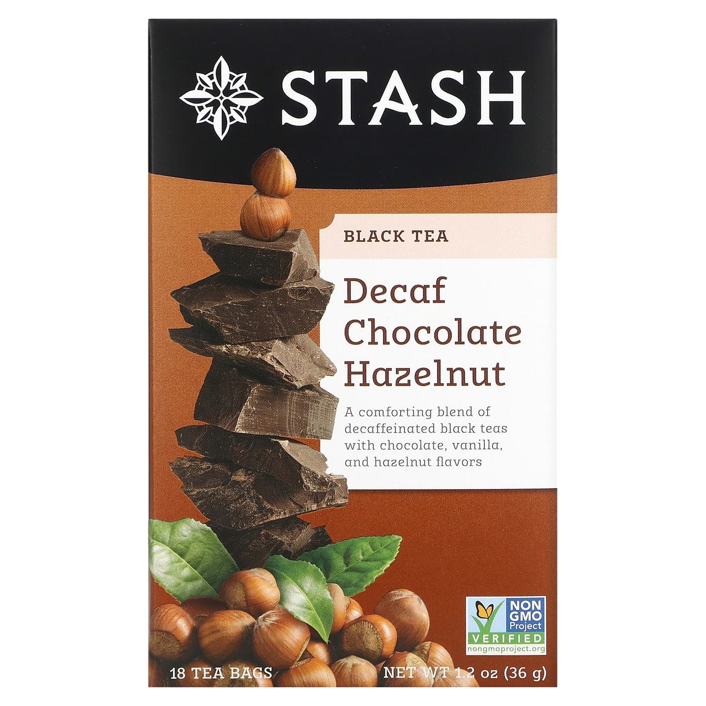 Stash Tea-Black Tea-Chocolate Hazelnut-Decaf-18 Tea Bags-1.2 oz (36 g)