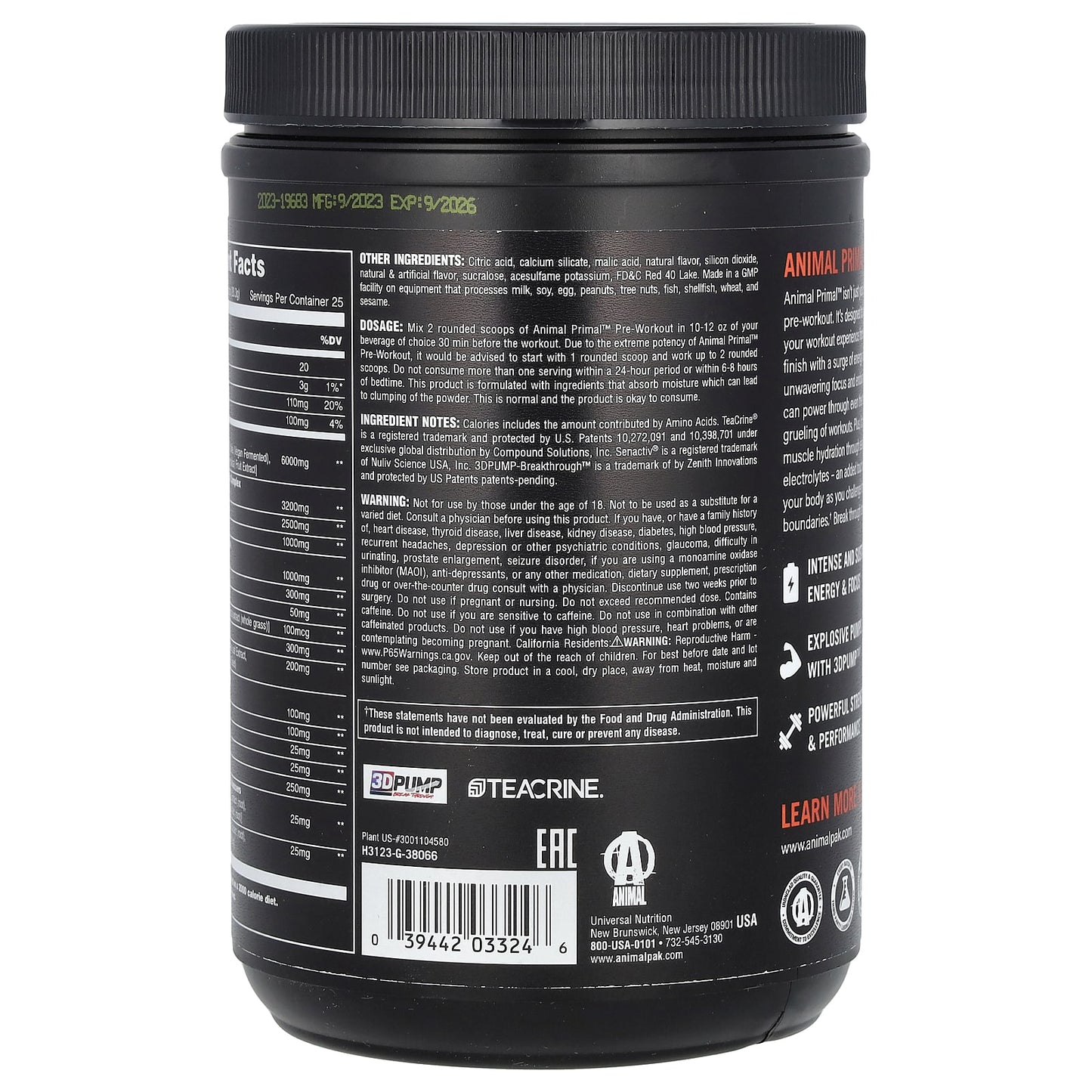 Animal, Primal Loaded, Pre Workout, Fruit Punch, 17.9 oz (507.5 g)