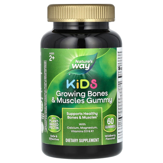 Nature's Way-Kids-Growing Bones & Muscles Gummy-Ages 2 +-Wildberry-60 Gummies