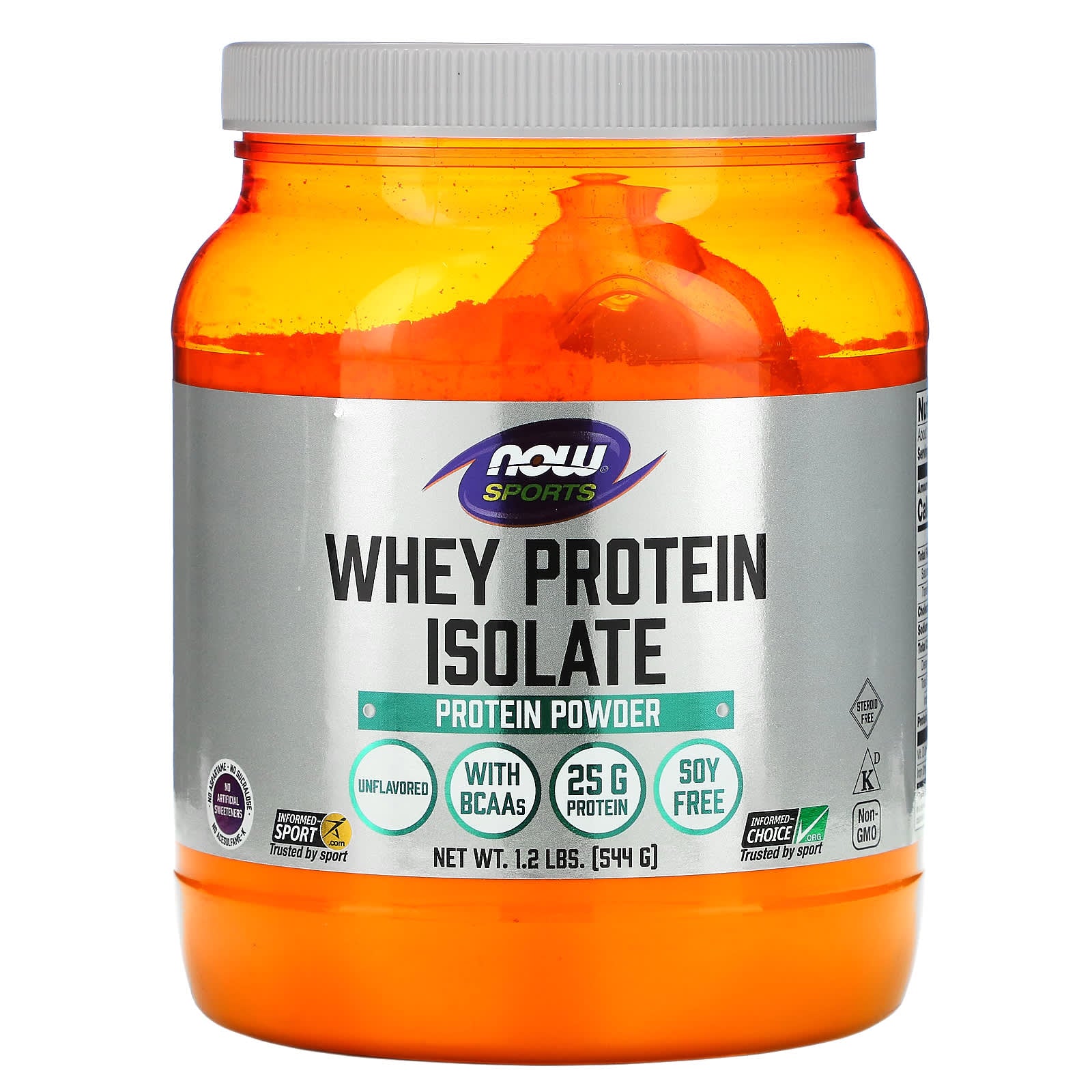 NOW Foods-Sports-Whey Protein Isolate-Unflavored-1.2 lbs (544 g)