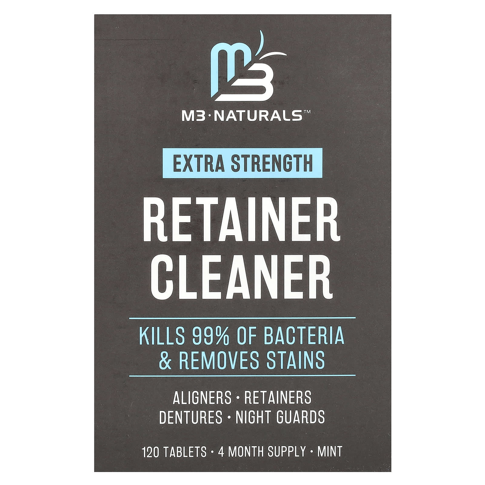 M3 Naturals-Retainer Cleaner-Extra Strength-Mint-120 Tablets