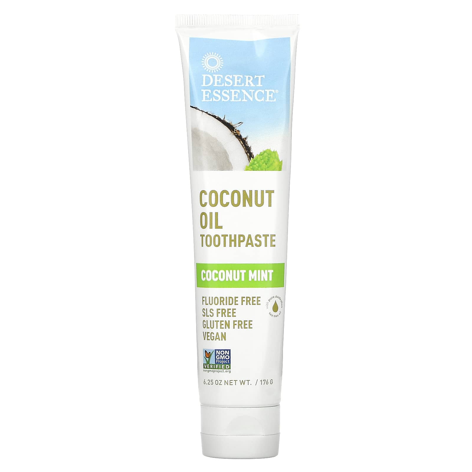 Desert Essence-Coconut Oil Toothpaste-Coconut Mint-6.25 oz (176 g)