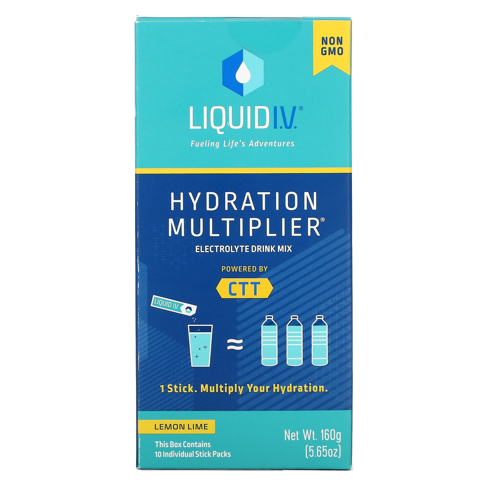 Liquid I.V.-Hydration Multiplier-Electrolyte Drink Mix-Lemon Lime-10 Individual Stick Packs-0.56 oz (16 g) Each