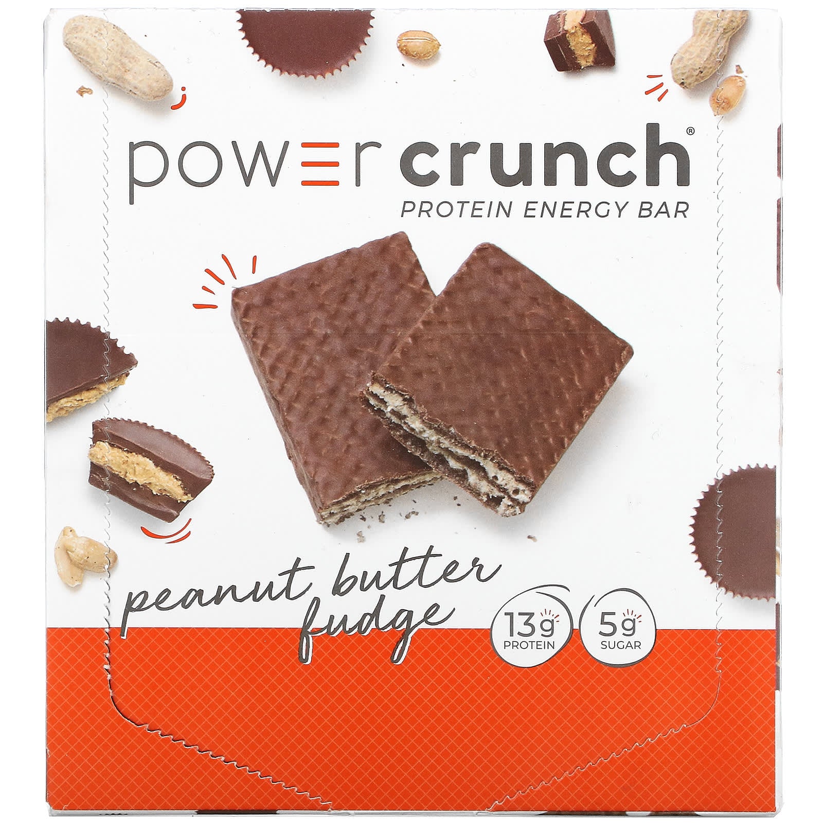 BNRG-Power Crunch Protein Energy Bar-Peanut Butter Fudge-12 Bars-1.4 oz (40 g) Each