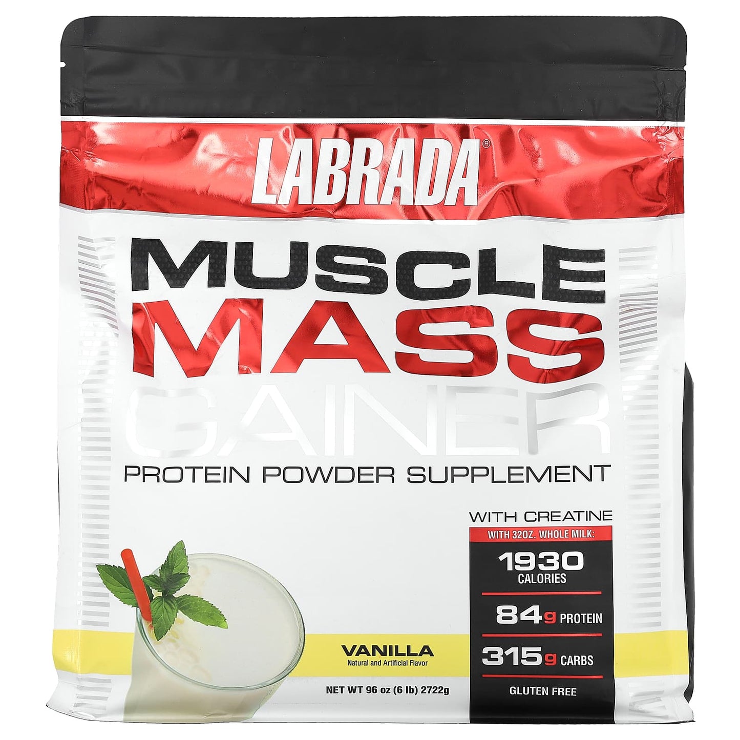 Labrada Nutrition-Muscle Mass Gainer-Protein Powder Supplement-Vanilla-6 lb (2,722 g)