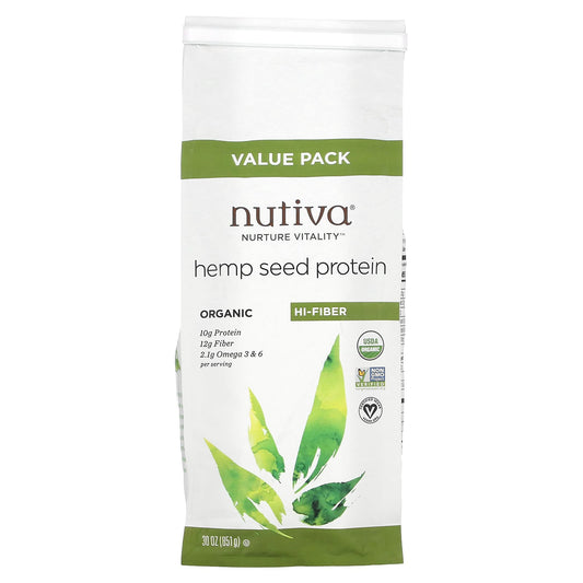 Nutiva-Organic Hi-Fiber Hemp Seed Protein-30 oz (851 g)