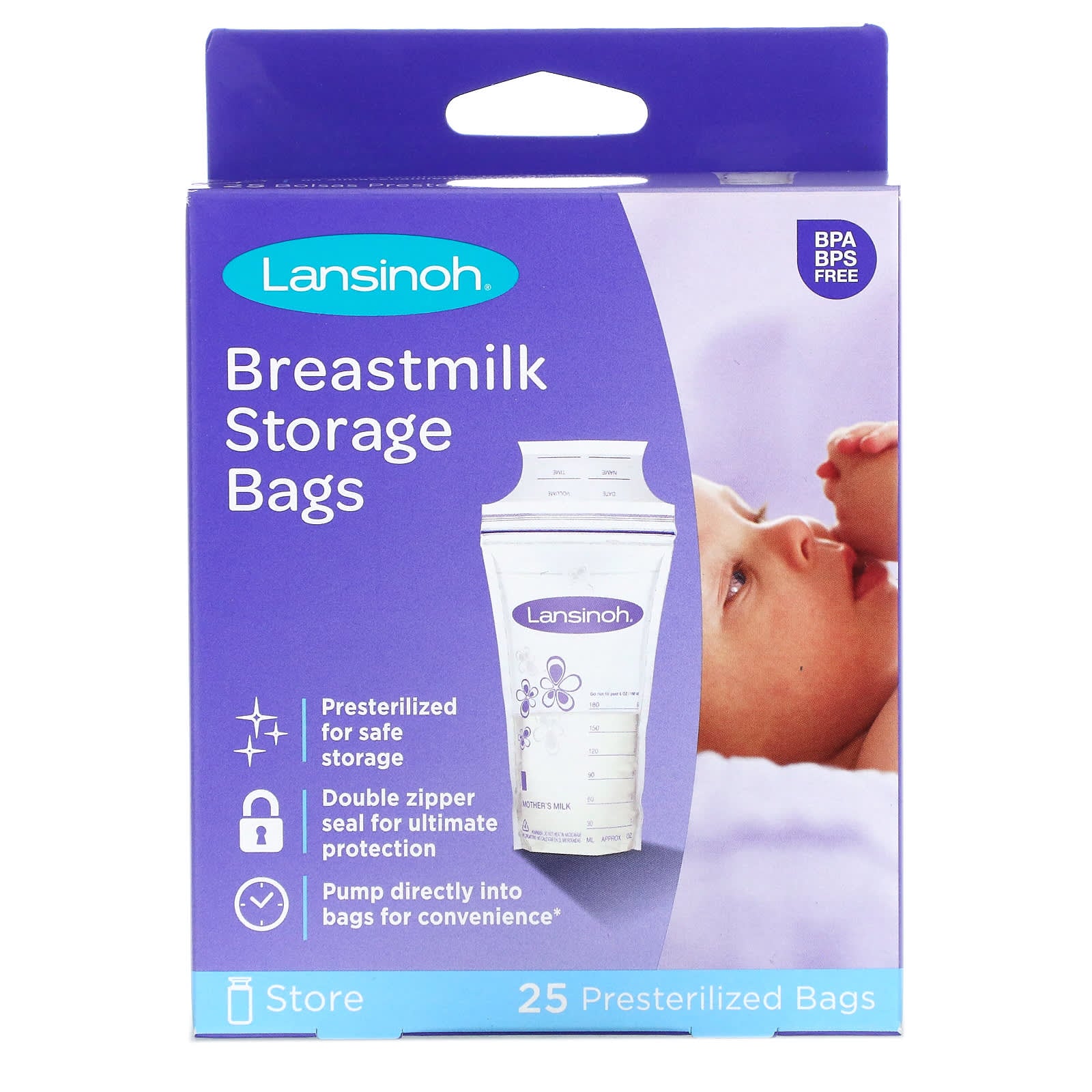 Lansinoh-Breastmilk Storage Bags-25 Pre-Sterilized Bags