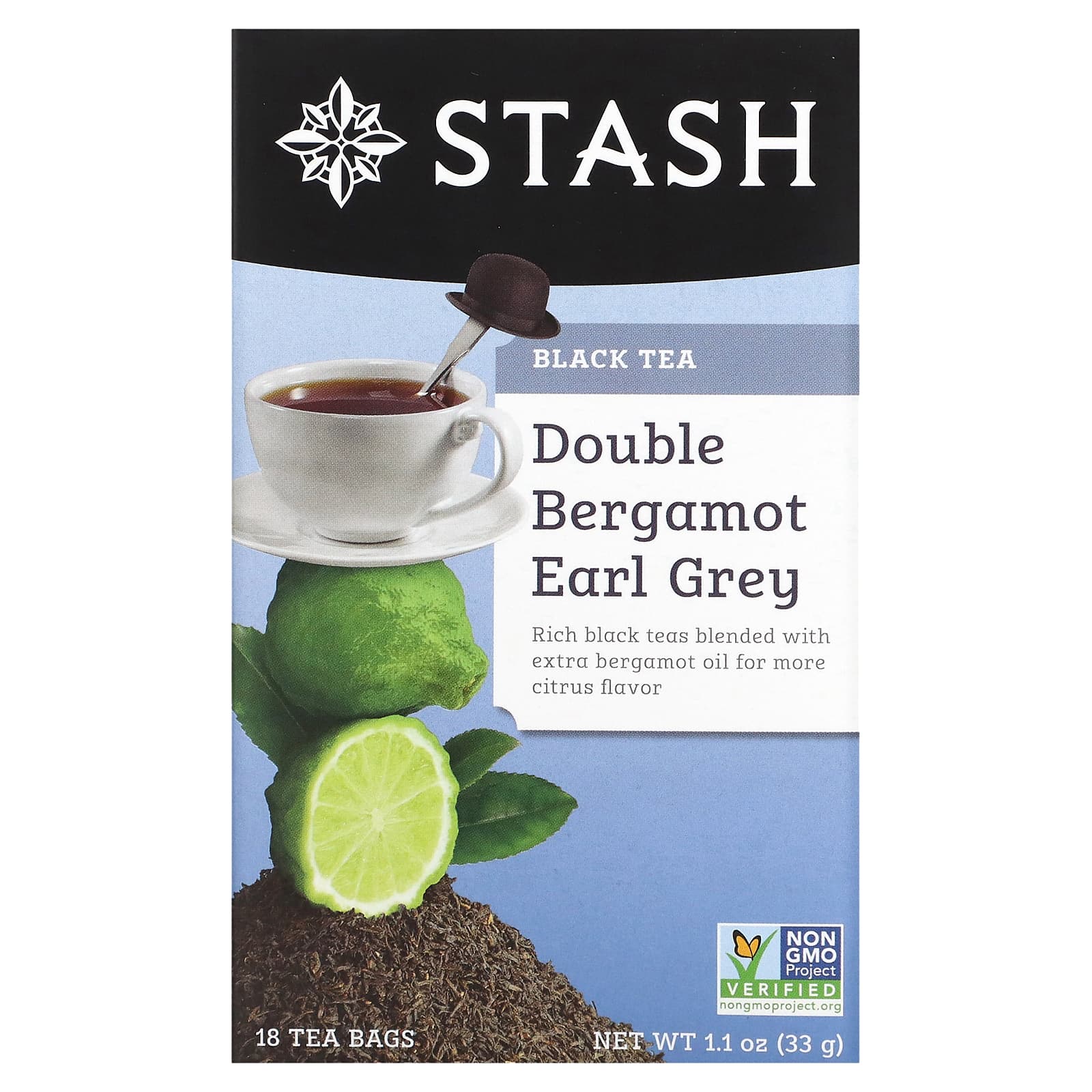 Stash Tea-Black Tea-Double Bergamot Earl Grey-18 Tea Bags-1.1 oz (33 g)