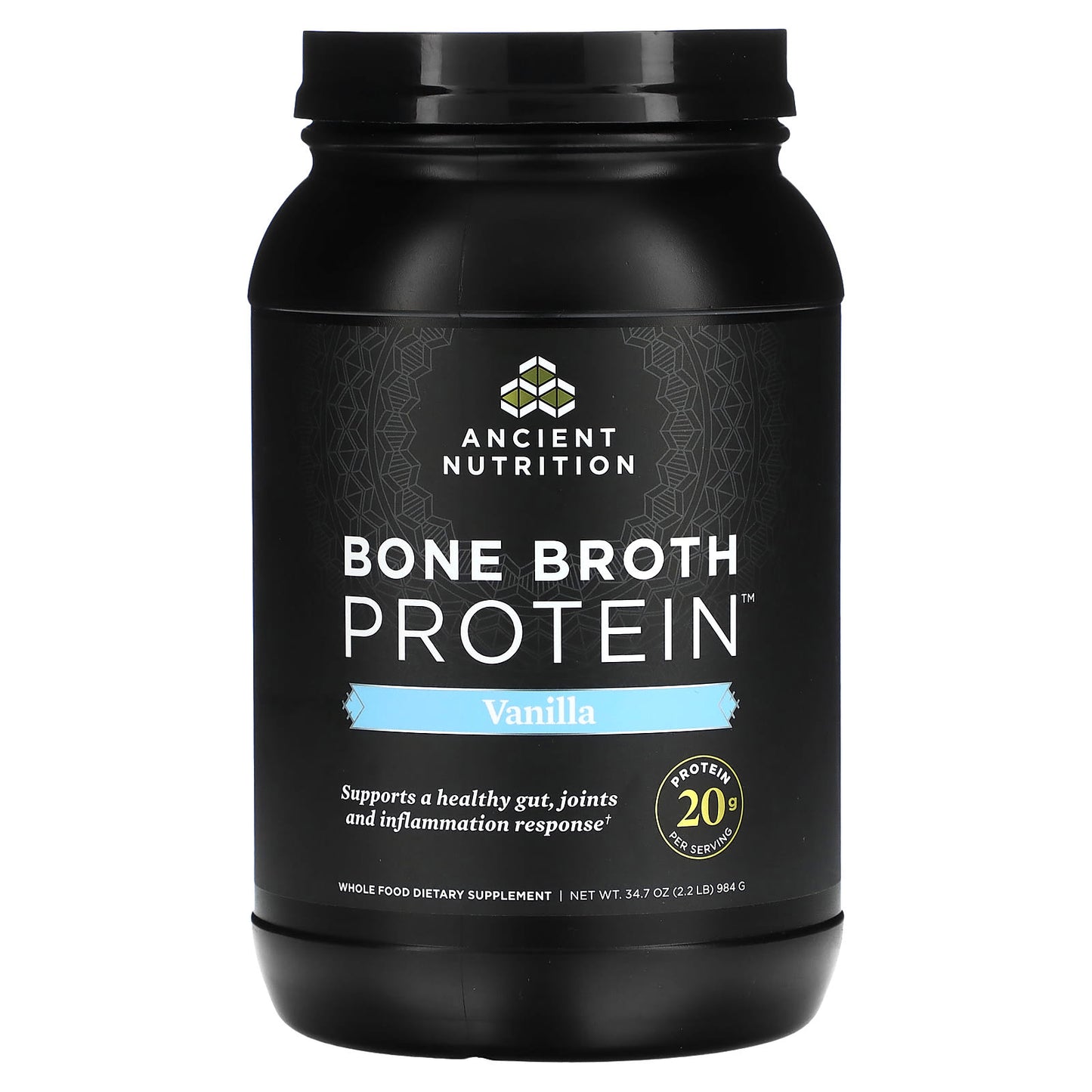 Ancient Nutrition-Bone Broth Protein-Vanilla-2.2 lbs (984 g)