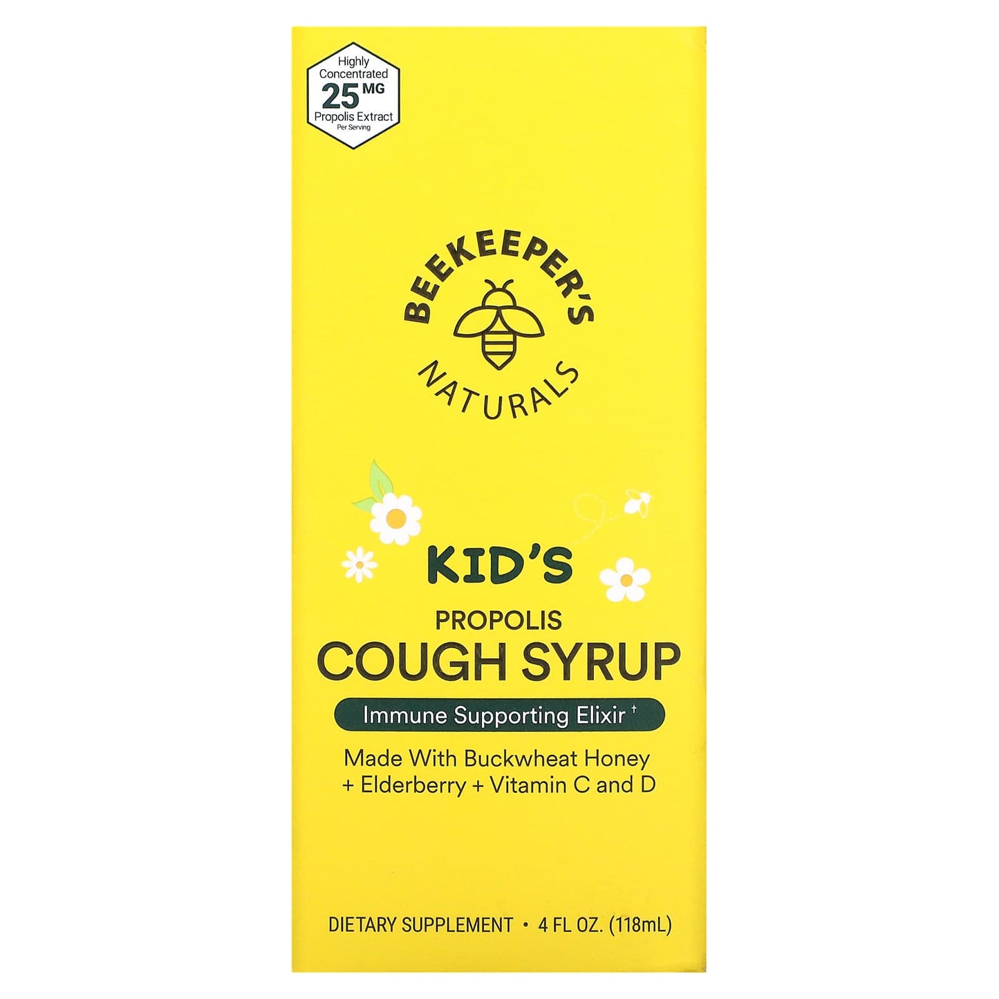 Beekeeper's Naturals-Kids Propolis Cough Syrup-4 fl oz (118 ml)