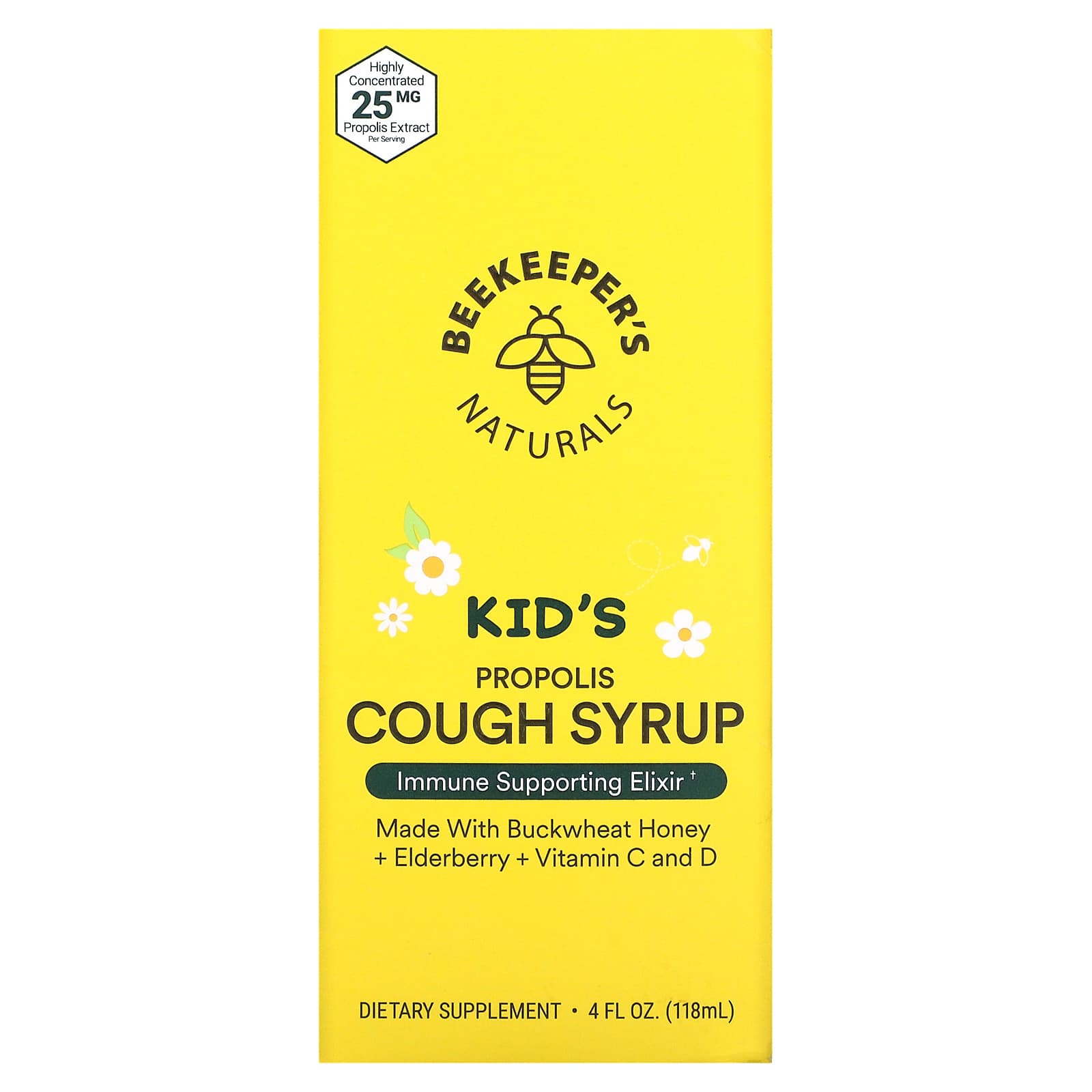 Beekeeper's Naturals-Kids Propolis Cough Syrup-4 fl oz (118 ml)