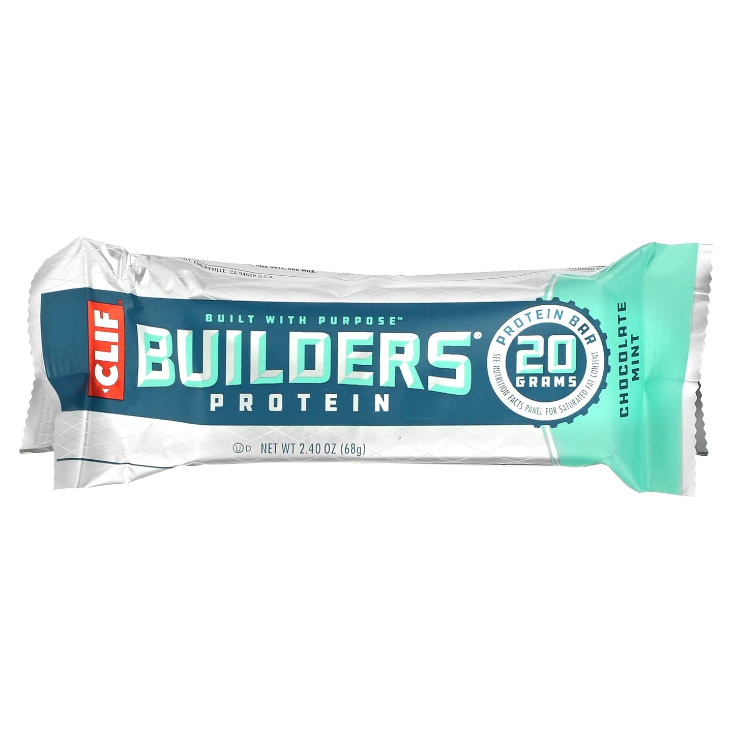 Clif Bar, Builder's Protein Bar, Chocolate Mint, 12 Bars, 2.40 oz (68 g) Each