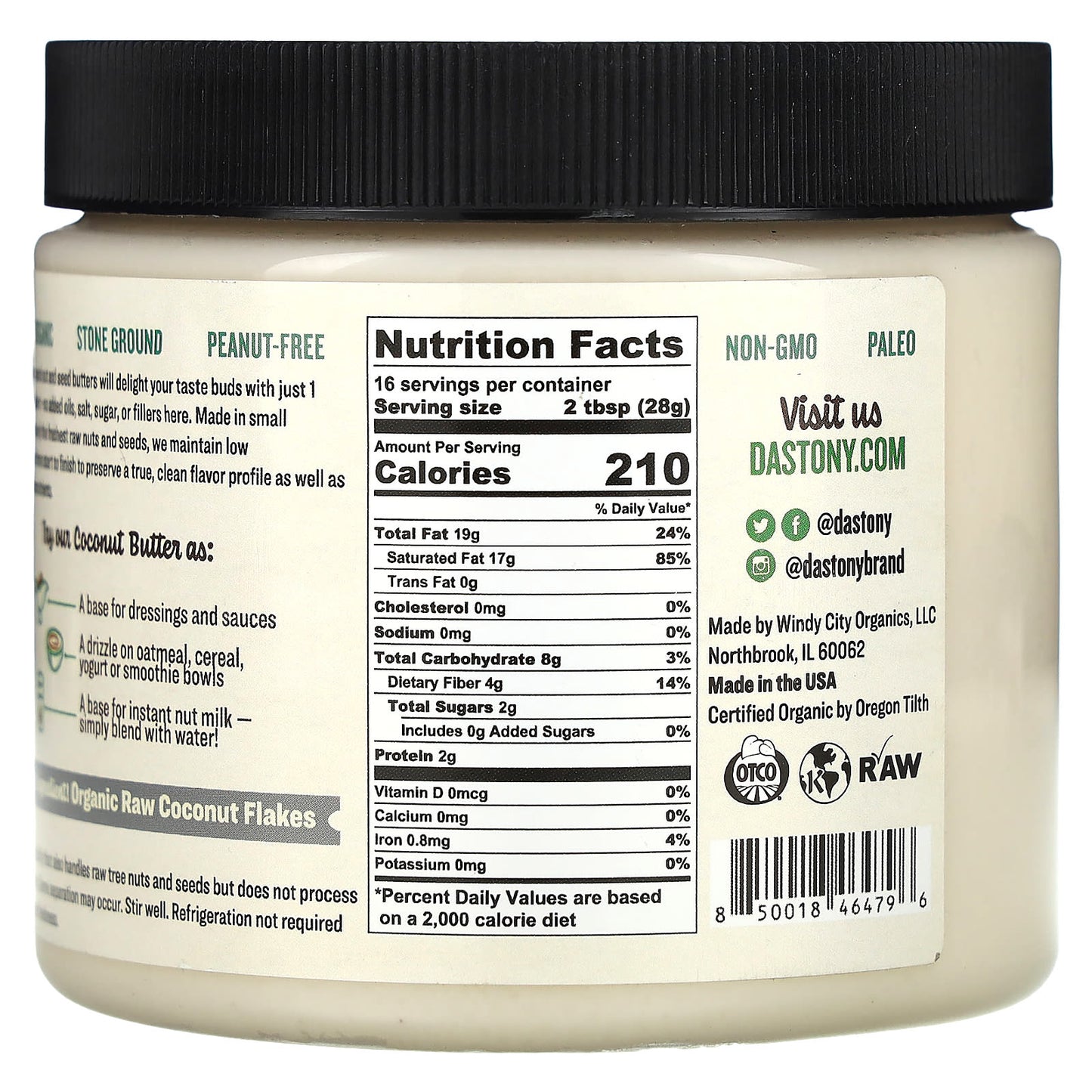 Dastony, Organic Coconut Butter, 16 oz (454 g)