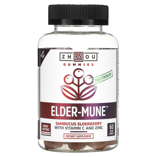 Zhou Nutrition-Max Strength Elder-Mune-Sambucus Elderberry-60 Vegan Gummies