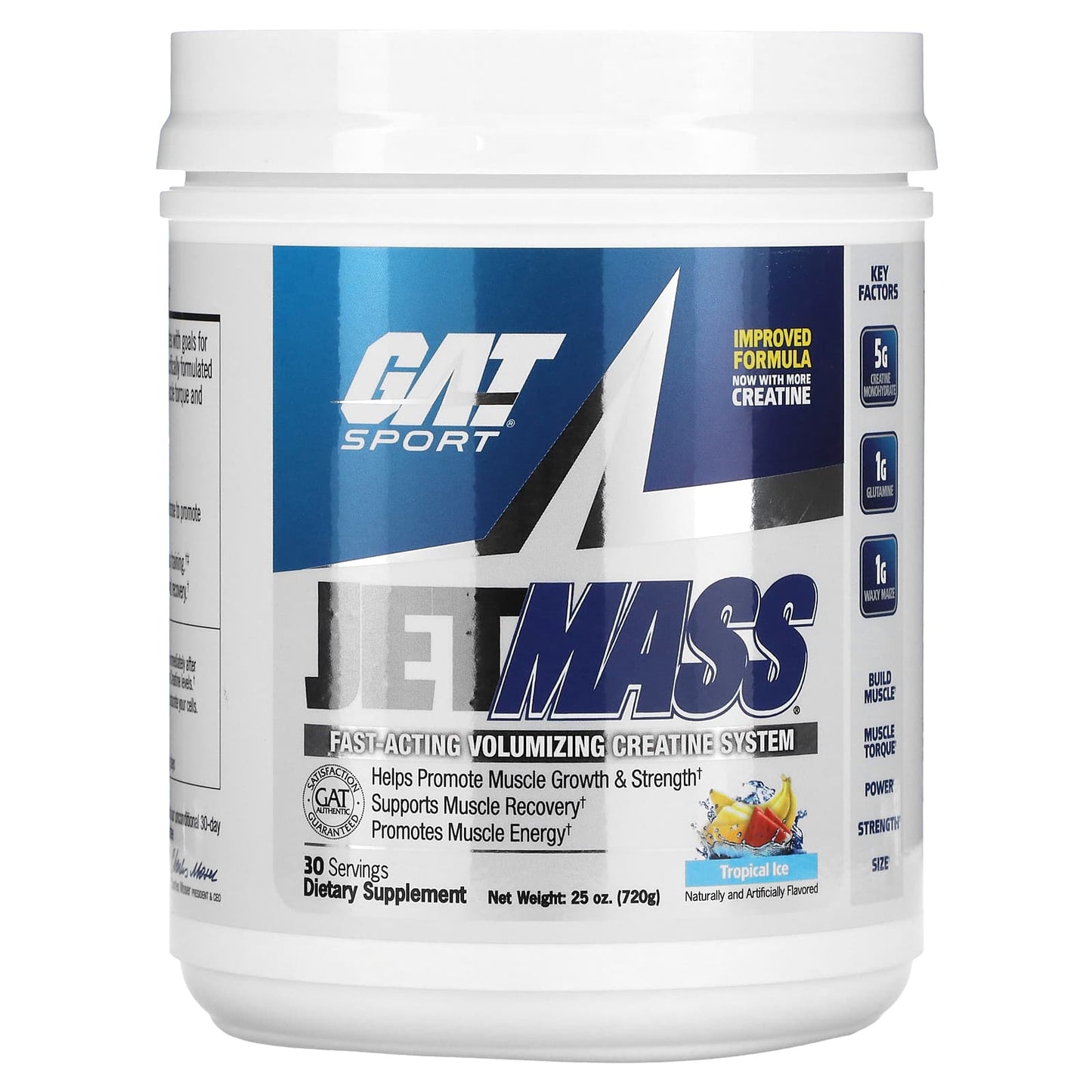 GAT-JetMASS-Fast-Acting Volumizing Creatine System-Tropical Ice-25 oz (720 g)