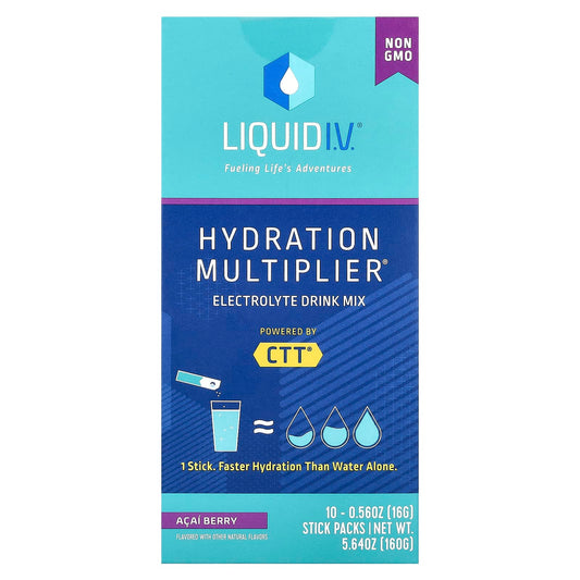 Liquid I.V.-Hydration Multiplier-Electrolyte Drink Mix-Acai Berry- 10 Stick Packs-0.56 oz (16 g) Each