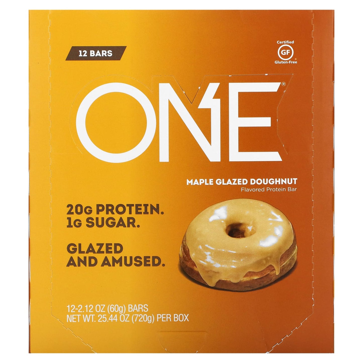 One Brands-ONE Bar-Maple Glazed Doughnut-12 Bars-2.12 oz (60 g) Each