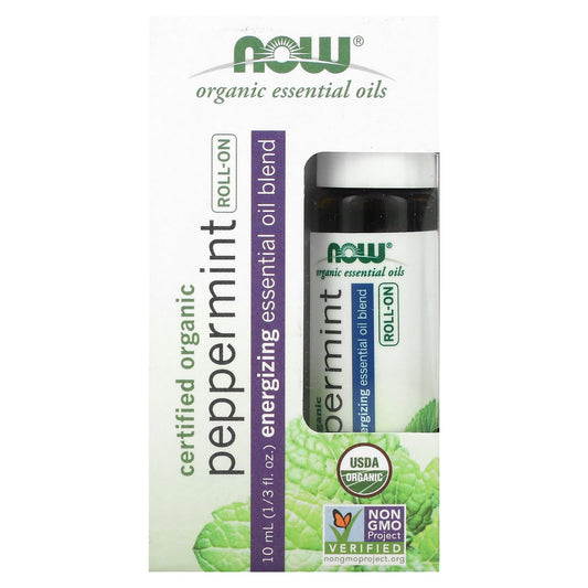 NOW Foods-Certified Organic Peppermint Roll-On-1/3 fl oz (10 ml)