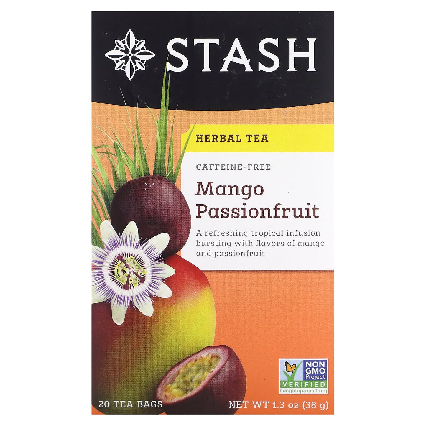 Stash Tea-Herbal Tea-Mango Passionfruit-Caffeine Free-20 Tea Bags-1.3 oz (38 g)