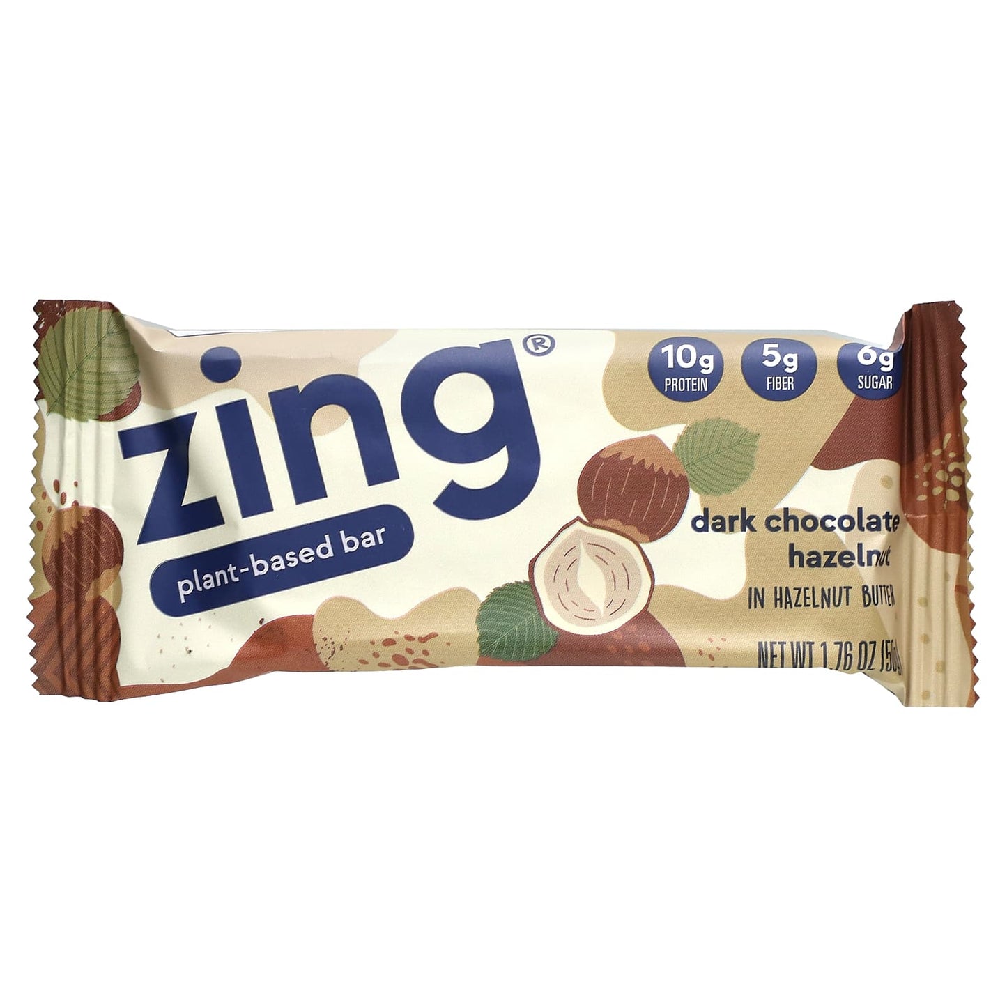 Zing Bars, Plant-Based Bar, Dark Chocolate Hazelnut In Hazelnut Butter, 12 Bars, 1.76 oz (50 g) Each