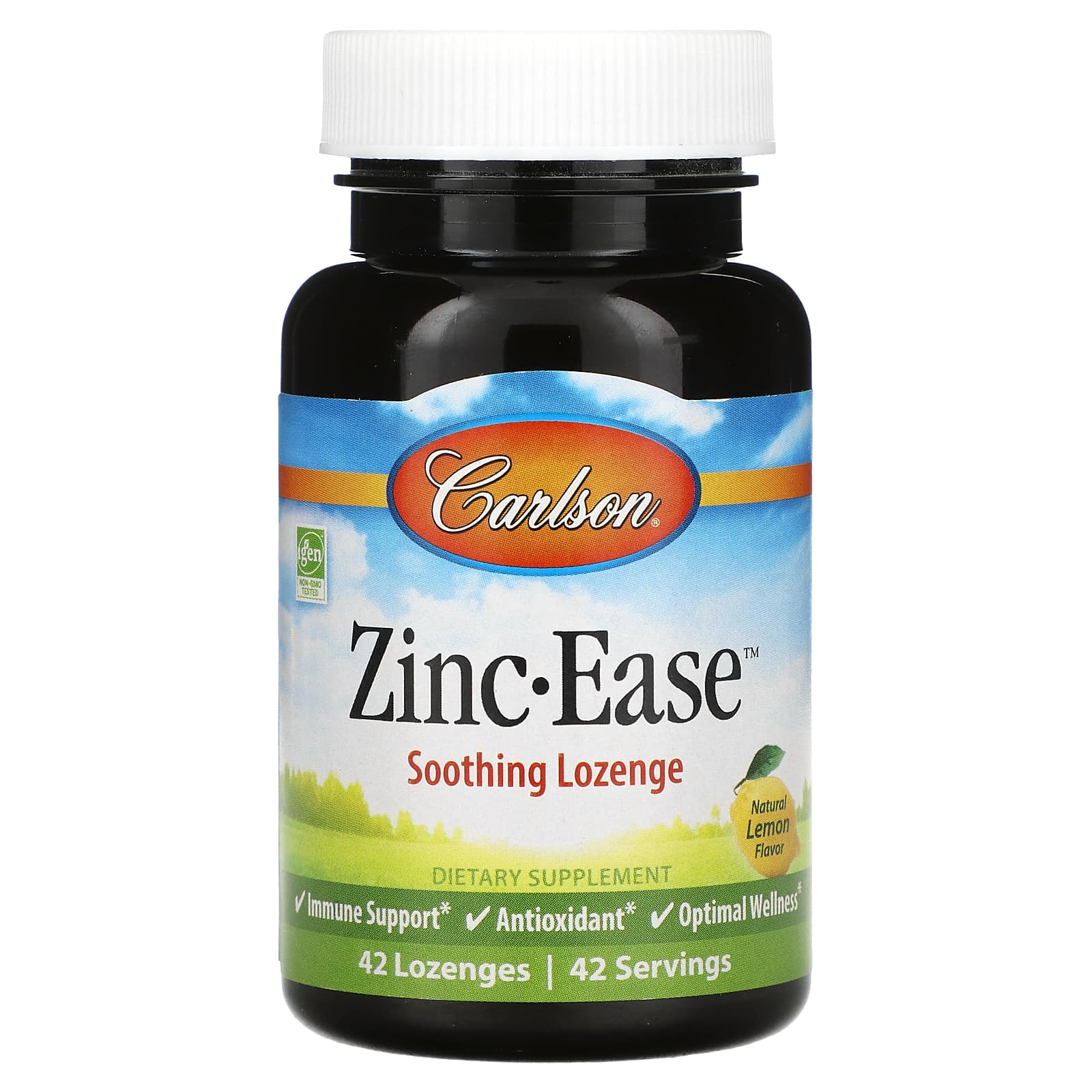 Carlson-Zinc-Ease Soothing Lozenge-Natural Lemon-42 Lozenges