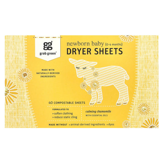 Grab Green-Newborn Baby Dryer Sheets-0-4 Months-40 Compostable Sheets