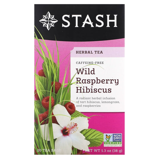 Stash Tea-Herbal Tea-Wild Raspberry Hibiscus-Caffeine Free-20 Tea Bags,1.3 oz (38 g)