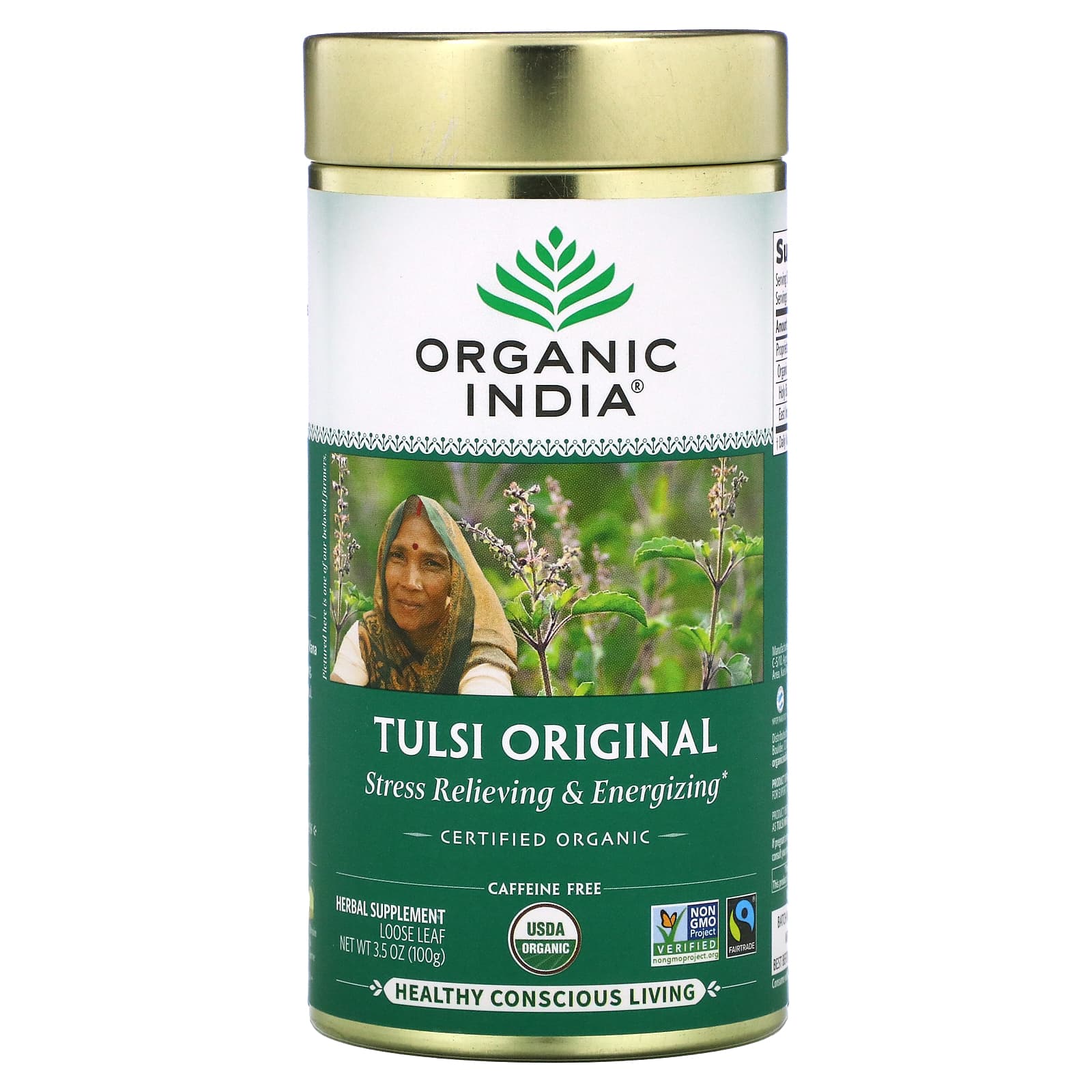 Organic India-Tulsi Loose Leaf Tea-Original-Caffeine Free-3.5 oz (100 g)