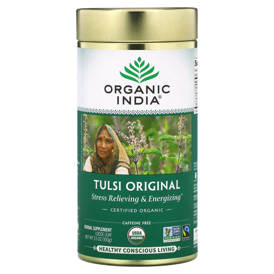 Organic India-Tulsi Loose Leaf Tea-Original-Caffeine Free-3.5 oz (100 g)