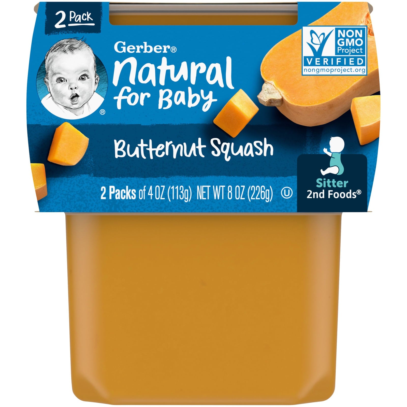 Gerber-Natural for Baby-2nd Foods-Butternut Squash-2 Pack-4 oz (113 g) Each