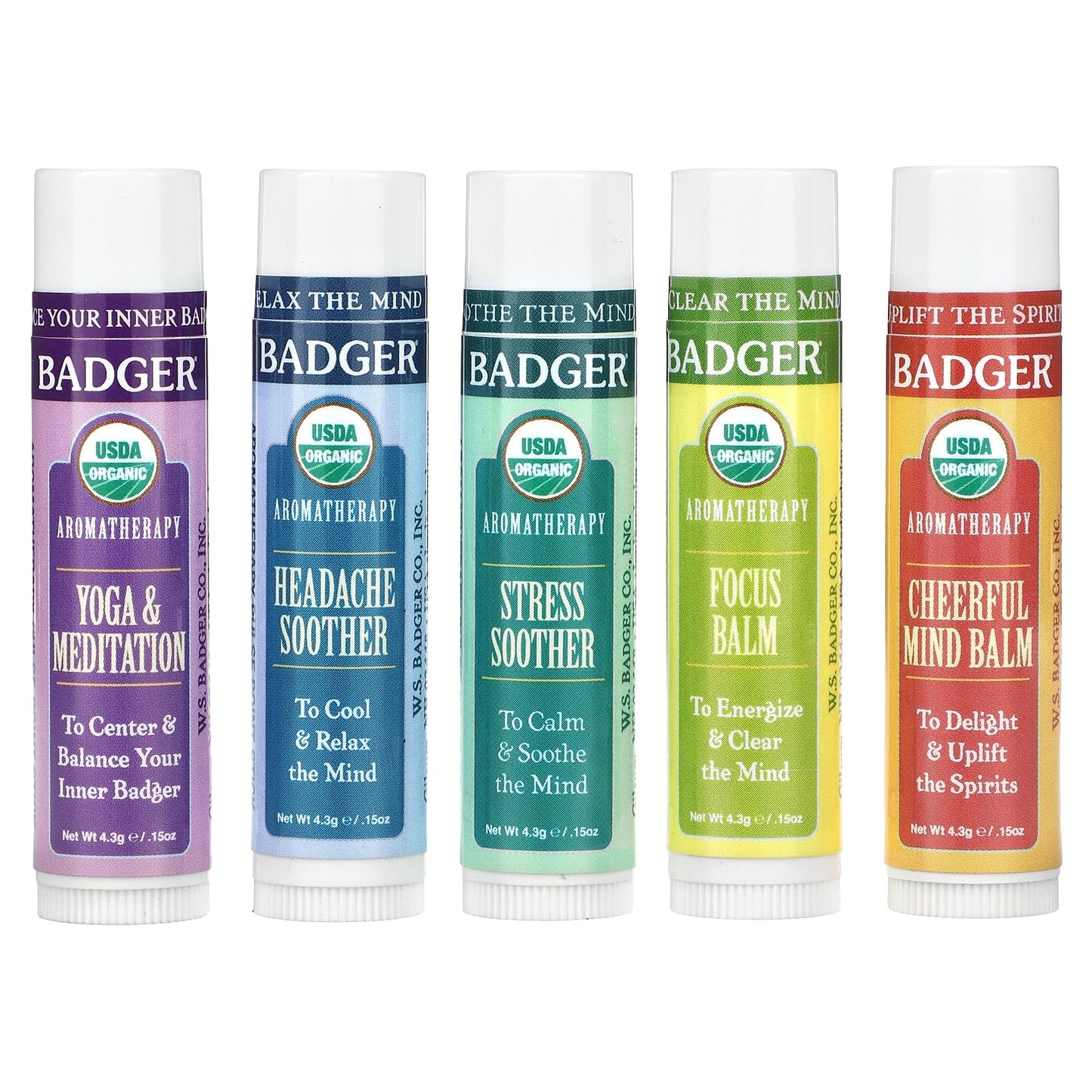 Badger Company-Aromatherapy Travel Kit-5 Pack-0.15 oz (4.3 g) Each