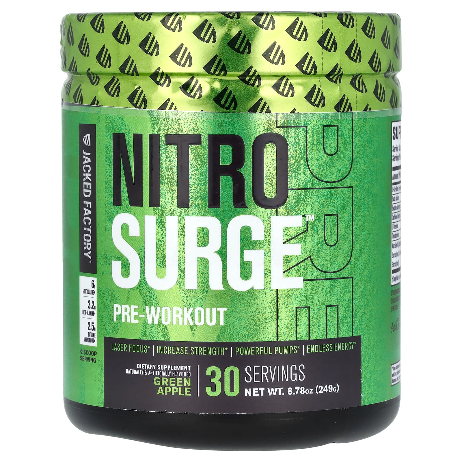 Jacked Factory-Nitro Surge-Pre-Workout-Green Apple-8.78 oz (249 g)