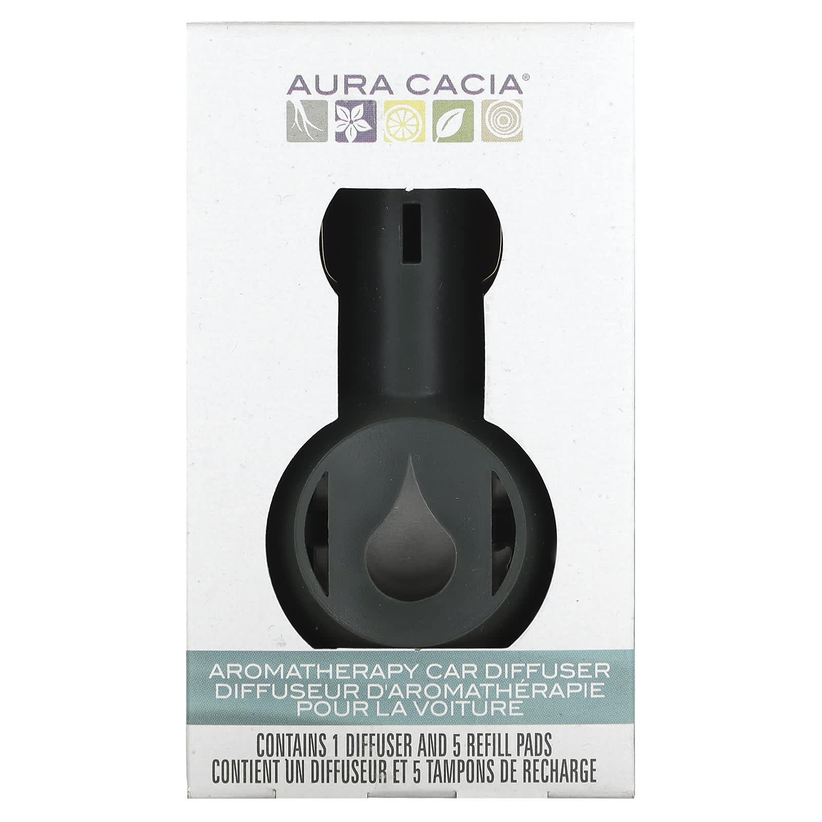 Aura Cacia-Aromatherapy Car Diffuser-1 Diffuser-5 Refill Pads