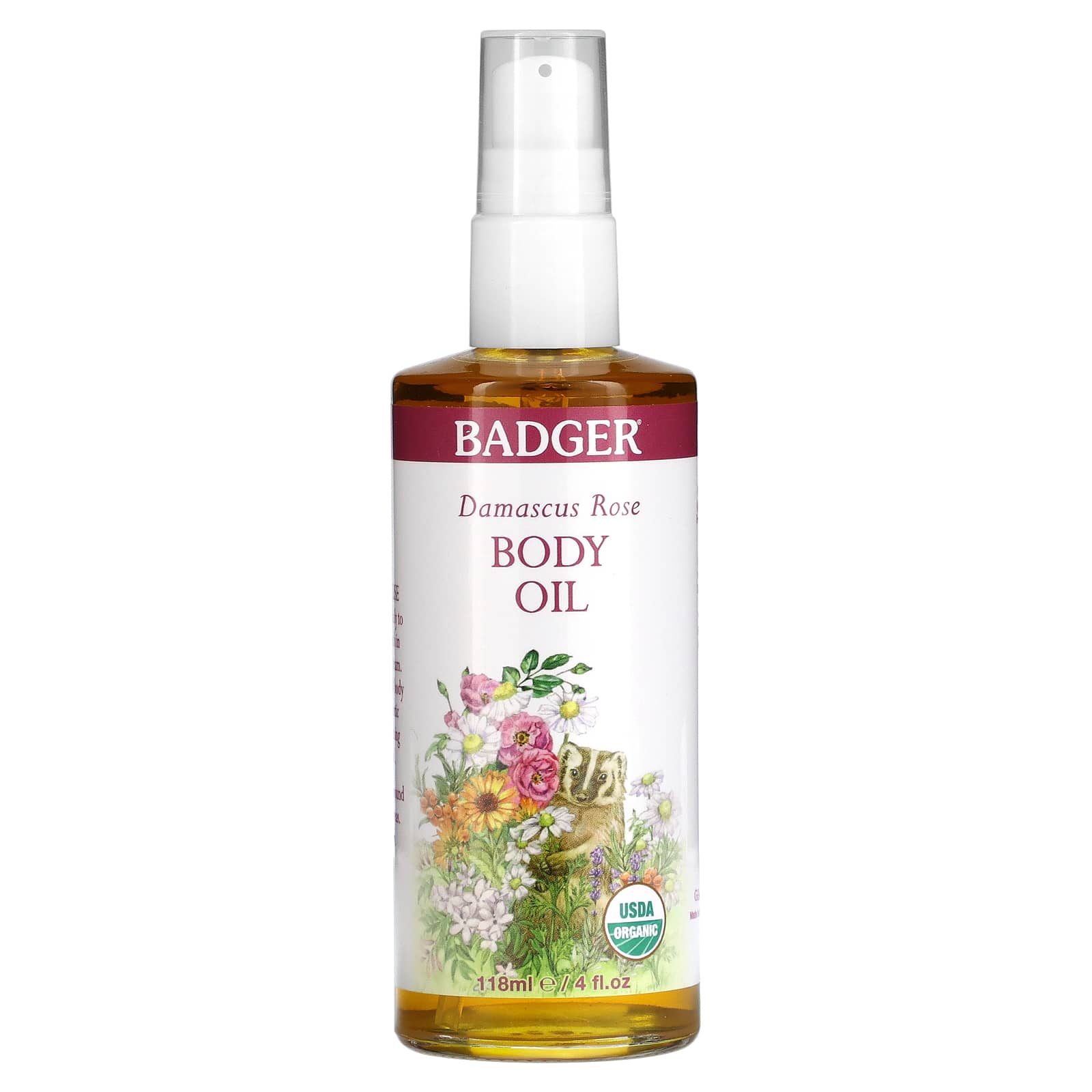 Badger Company-Damascus Rose Body Oil-4 fl oz (118 ml)