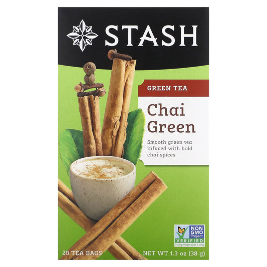 Stash Tea-Green Tea-Chai Green -20 Tea Bags-1.3 oz (38 g)