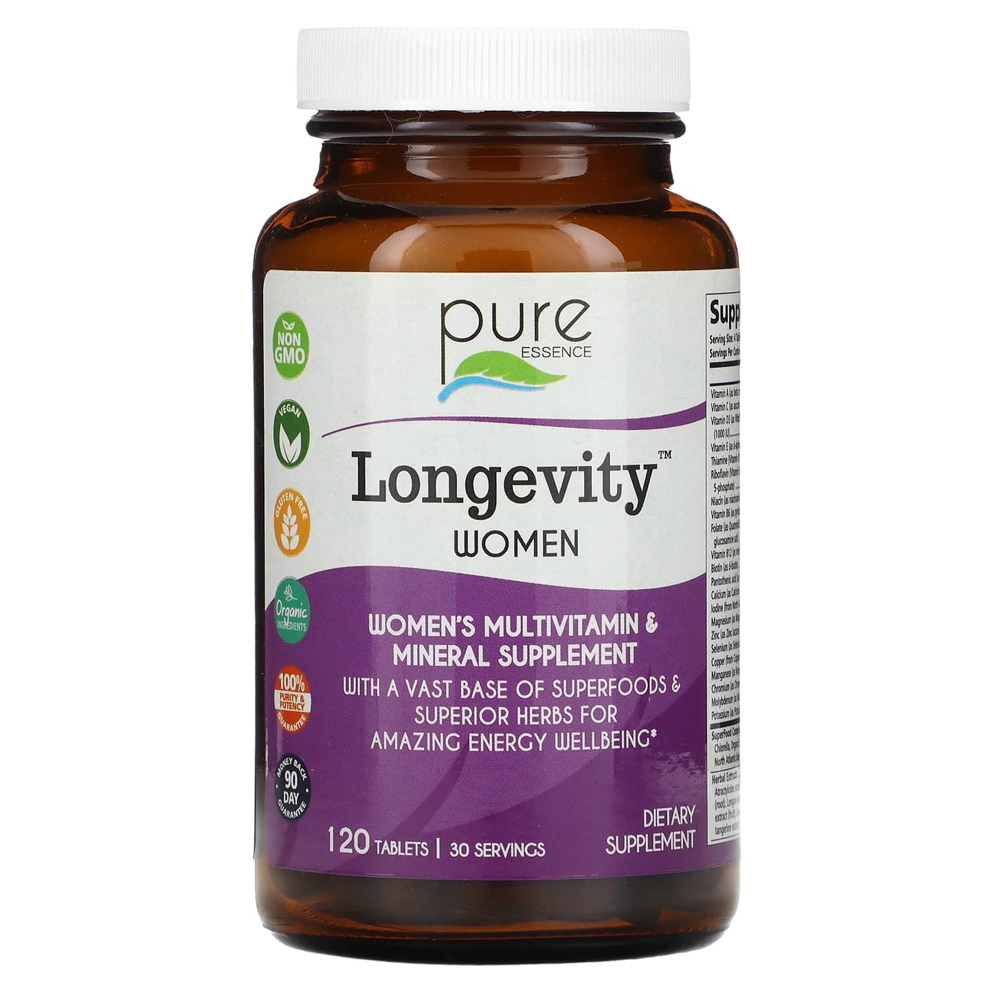 Pure Essence-Longevity Women-Women's Multivitamin & Mineral Supplement-120 Tablets