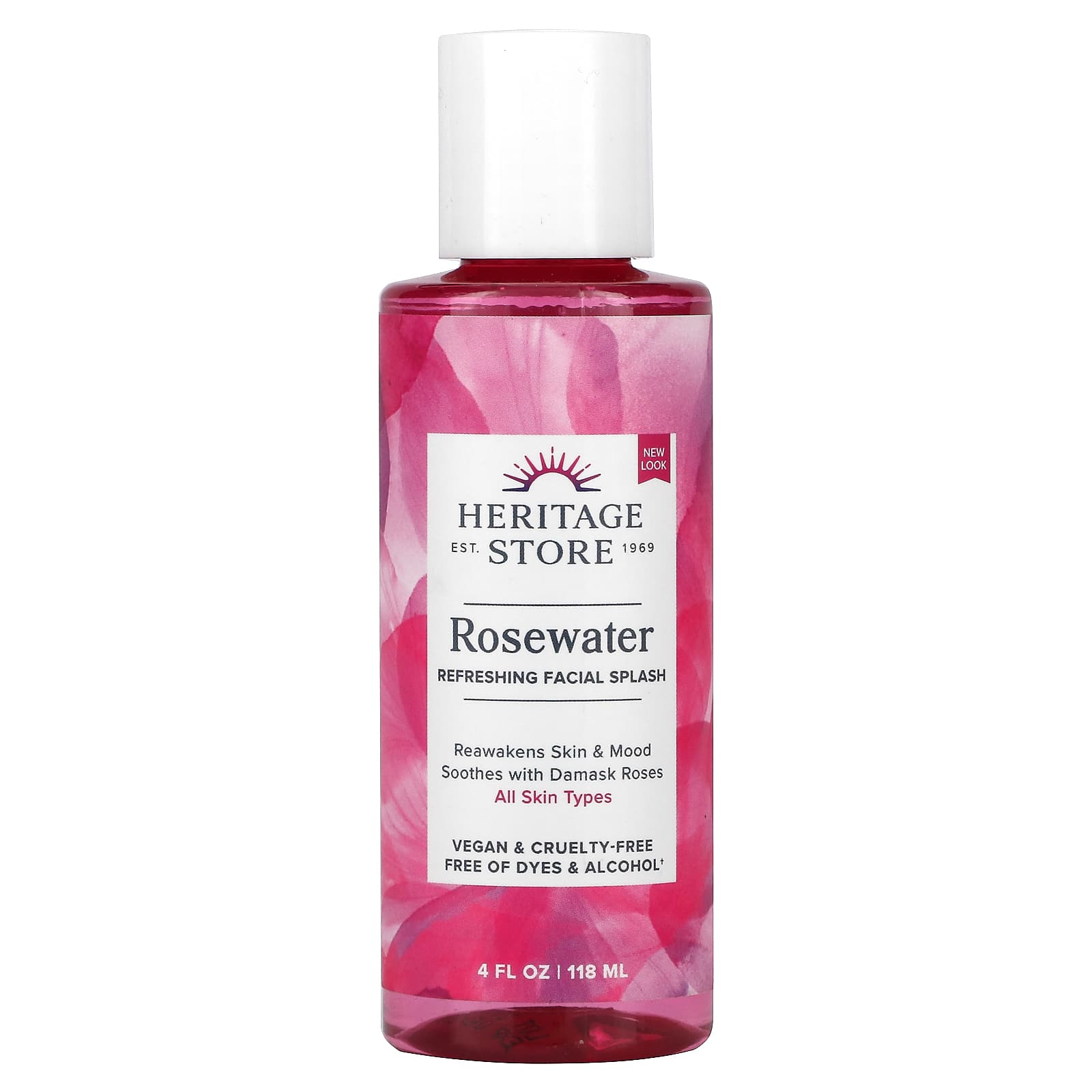 Heritage Store-Rosewater-Refreshing Facial Splash-4 fl oz (118 ml)