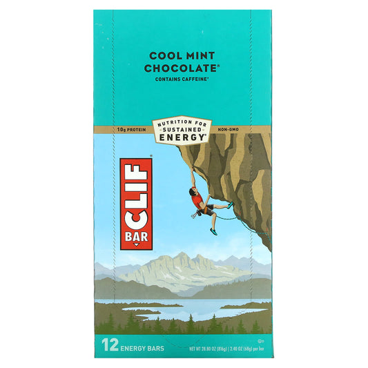 Clif Bar-Energy Bars-Cool Mint Chocolate-12 Bars-2.40 oz (68 g) Each