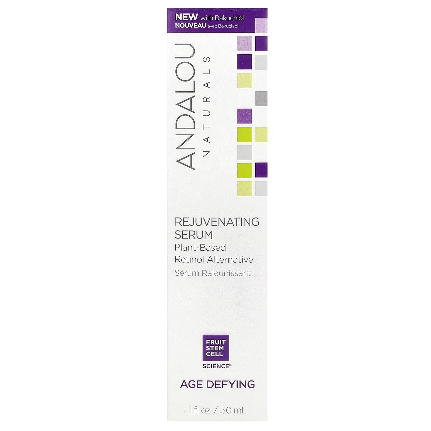 Andalou Naturals, Rejuvenating Serum, Plant-Based Retinol Alternative, Age Defying, 1 fl oz (30 ml)