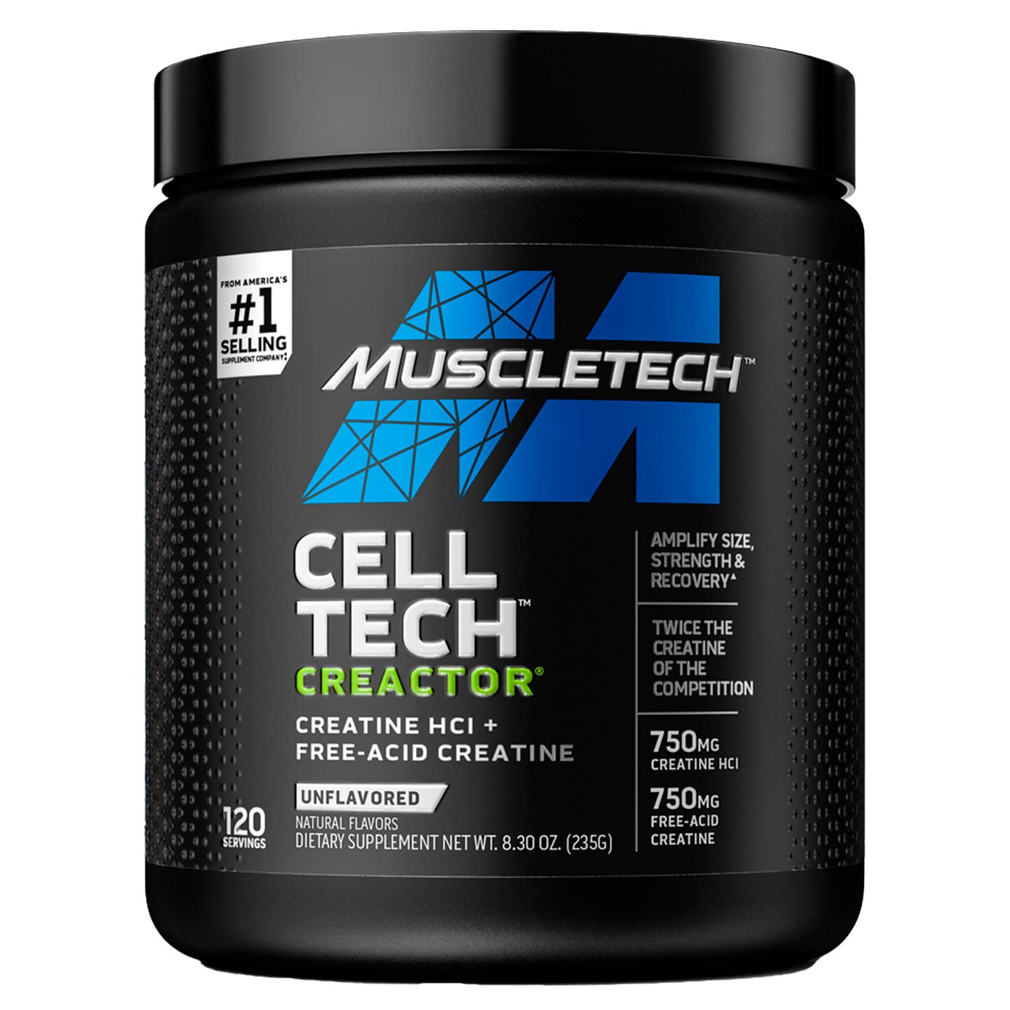 MuscleTech-Cell Tech CREACTOR-Creatine HCl + Free-Acid Creatine-Unflavored-8.30 oz (235 g)