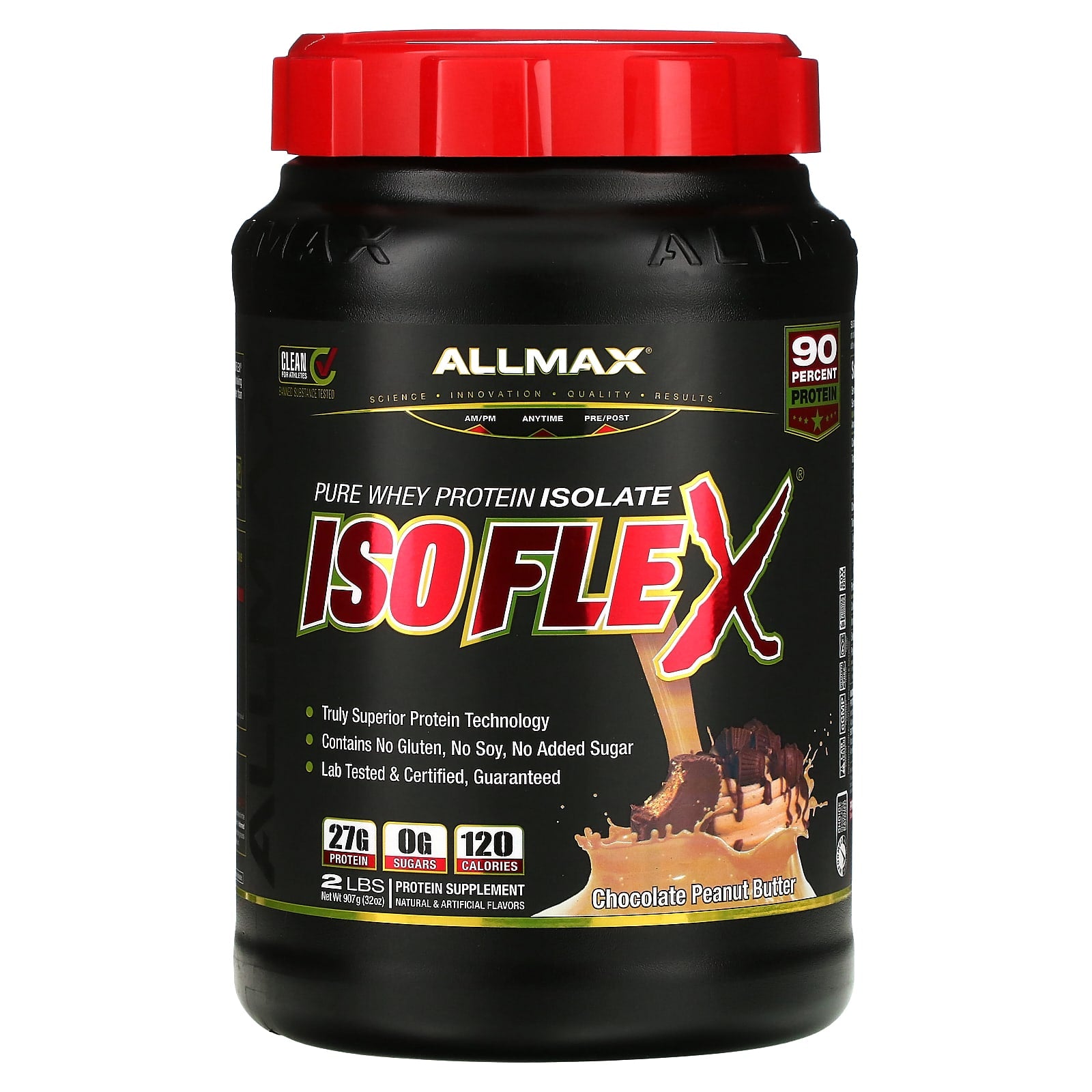 ALLMAX-Isoflex-100% Pure Whey Protein Isolate-Chocolate Peanut Butter-2 lbs (907 g)