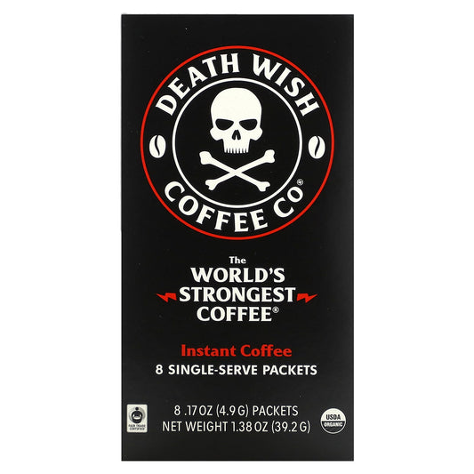 Death Wish Coffee-The World's Strongest Coffee-Instant Coffee-8 Single-Serve Packets-0.17 oz (4.9 g) Each