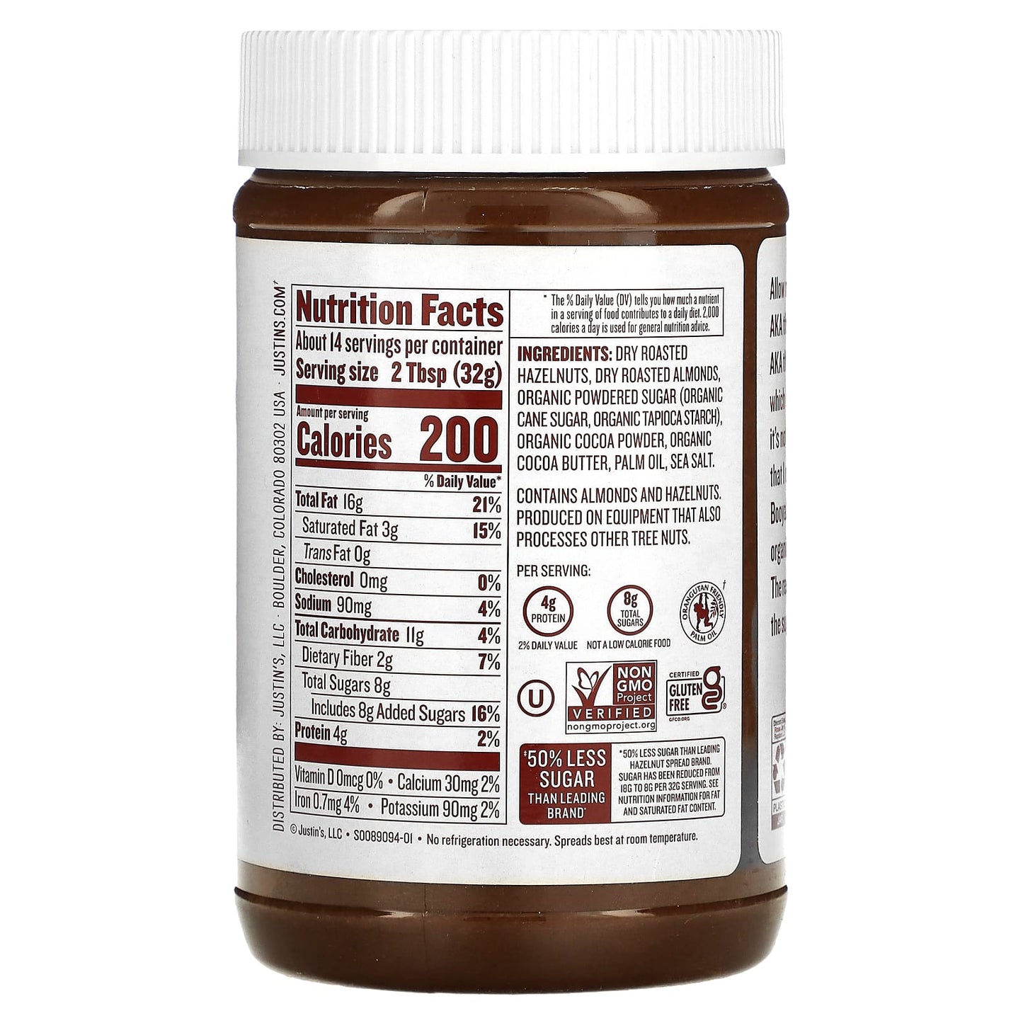 Justin's Nut Butter, Chocolate Hazelnut & Almond Butter, 16 oz (454 g)