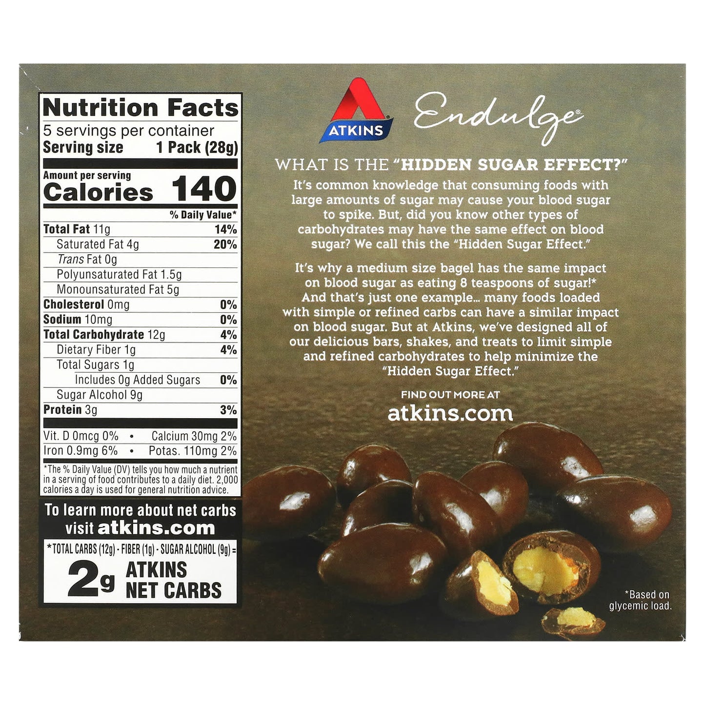 Atkins, Endulge, Chocolate Covered Almonds, 5 Packs, 1 oz (28 g) Each