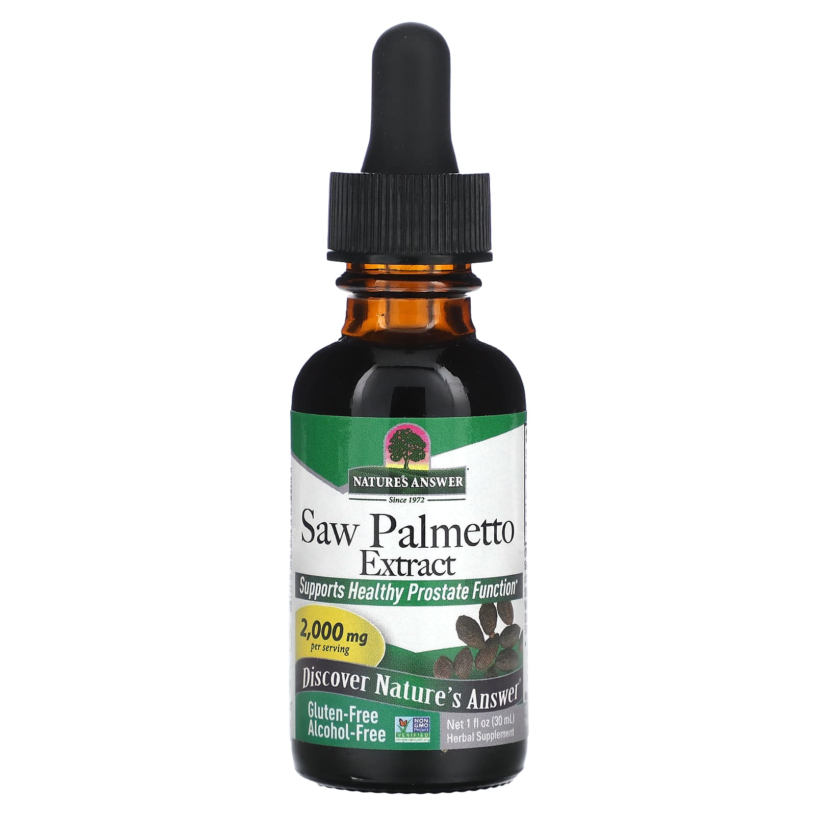 Nature's Answer-Saw Palmetto Extract-Alcohol-Free-2,000 mg-1 fl oz (30 ml) (1,000 mg per ml)