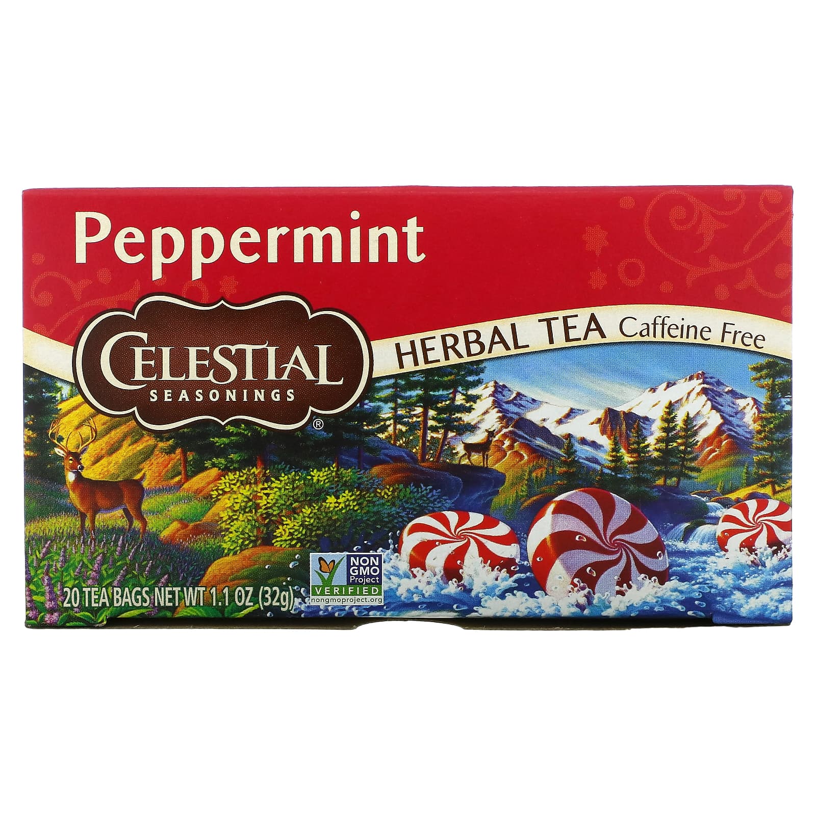 Celestial Seasonings-Herbal Tea-Peppermint-Caffeine Free-20 Tea Bags-1.1 oz (32 g)